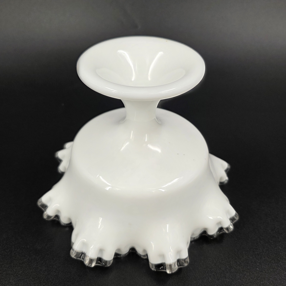 Fenton White Glass Ruffled Edge Compote - Picture 6 of 7